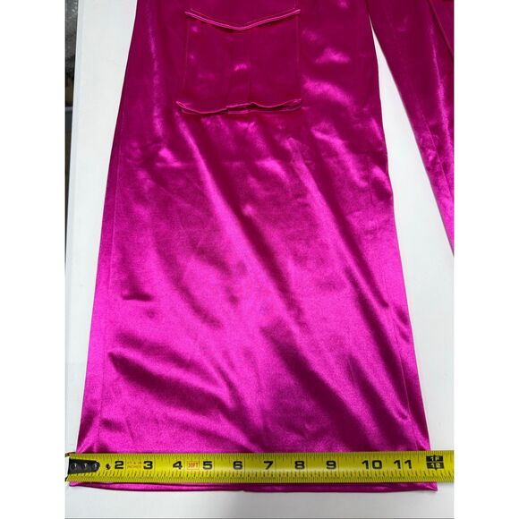 Boutique Brand Hot Pink Satin Cargo Pants Wide Leg Statement Trousers Sz XL - Picture 9 of 15
